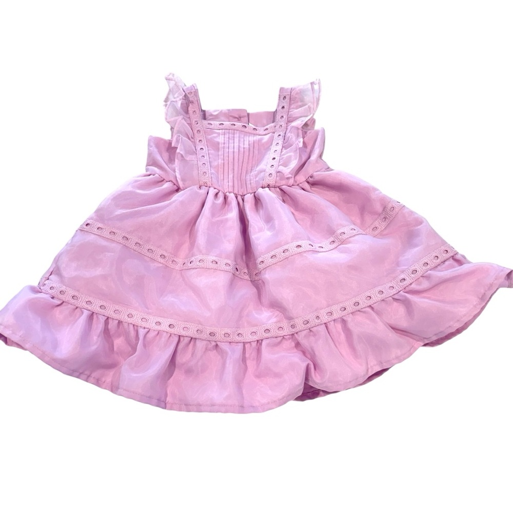 Janie and Jack Orchid Bouquet Lavender  Organza Dress Sz  6-12 Months